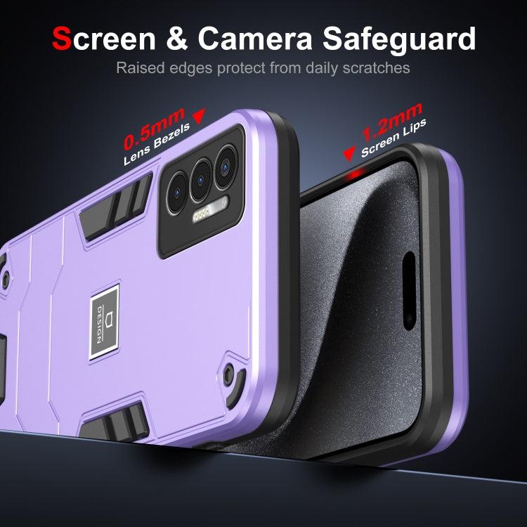 For Tecno Pova 3 2 in 1 Shockproof Phone Case(Purple)