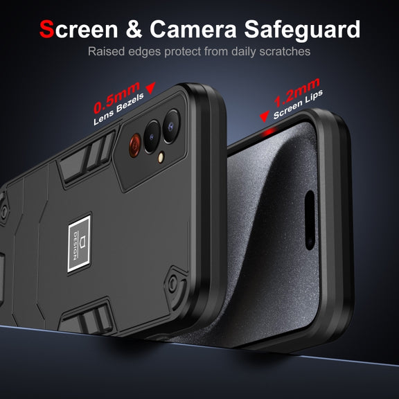 For Tecno Pova 4 2 in 1 Shockproof Phone Case(Black)