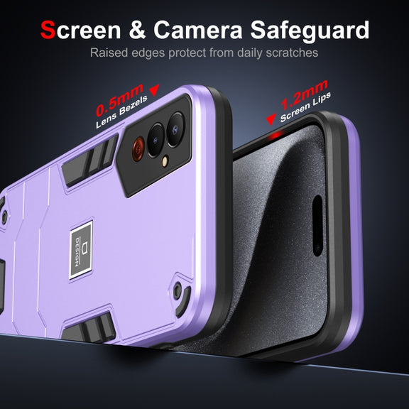 For Tecno Pova 4 2 in 1 Shockproof Phone Case(Purple)