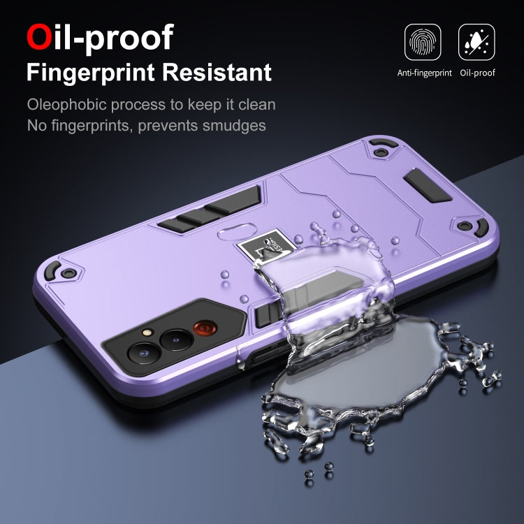 For Tecno Pova 4 2 in 1 Shockproof Phone Case(Purple)