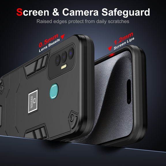 For Tecno Spark 7P 2 in 1 Shockproof Phone Case(Black)