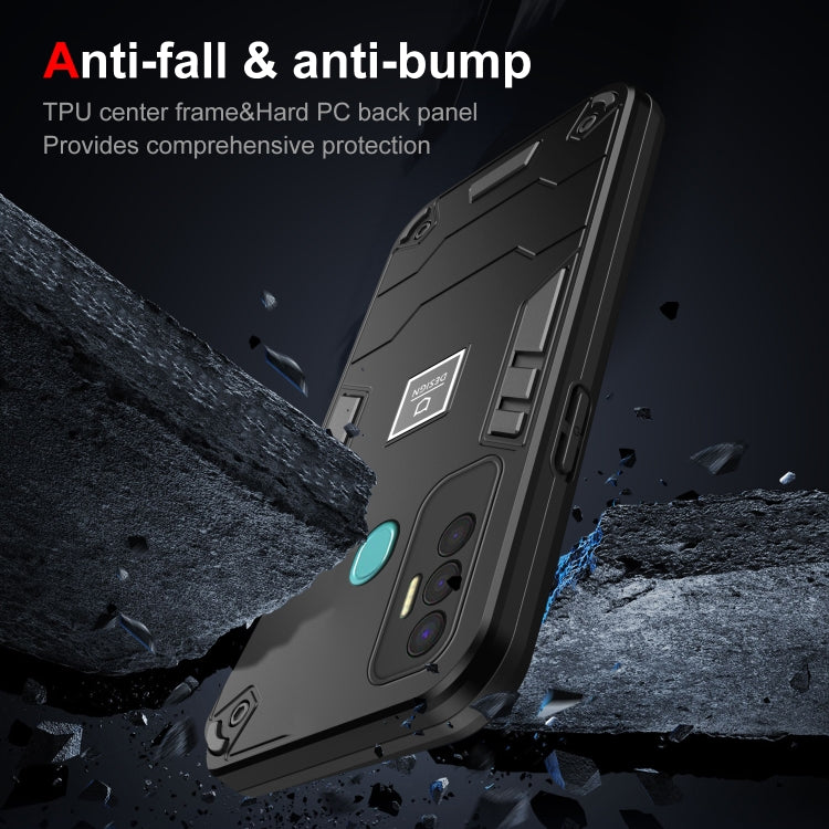 For Tecno Spark 7P 2 in 1 Shockproof Phone Case(Black)