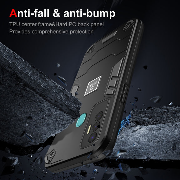 For Tecno Spark 7P 2 in 1 Shockproof Phone Case(Black)