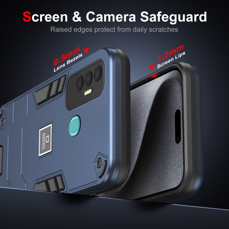 For Tecno Spark 7P 2 in 1 Shockproof Phone Case(Blue)