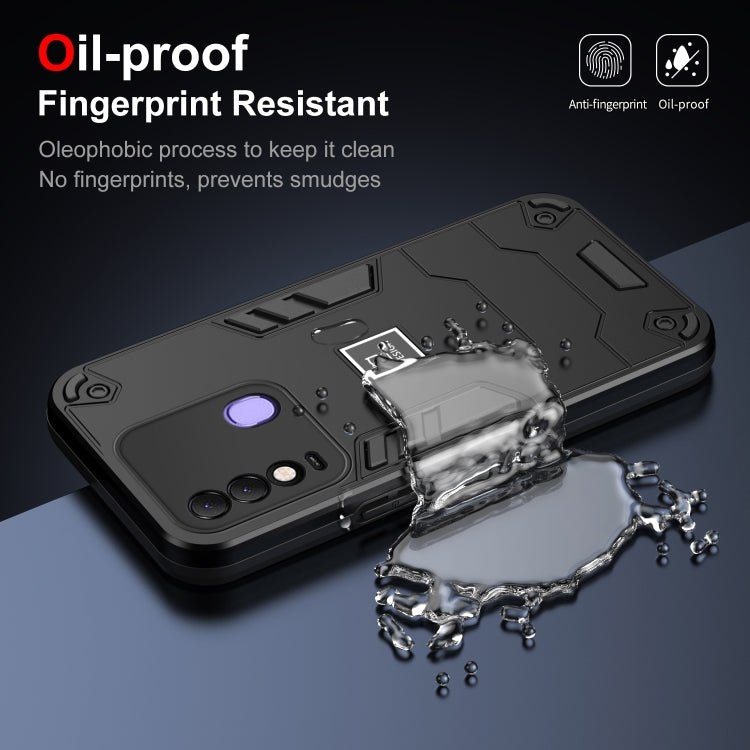For Tecno Spark 8 2 in 1 Shockproof Phone Case(Black)
