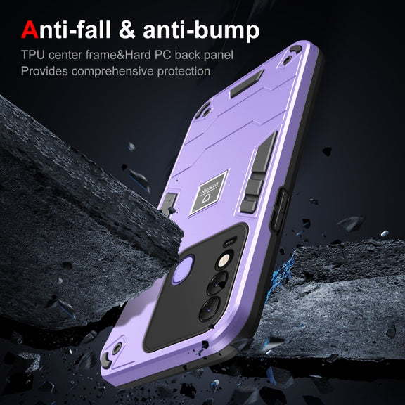 For Tecno Spark 8 2 in 1 Shockproof Phone Case(Purple)