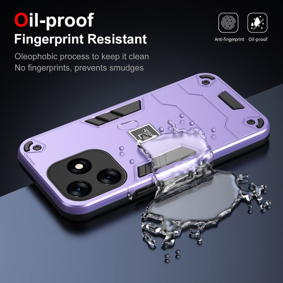 For Tecno Spark 10 2 in 1 Shockproof Phone Case(Purple)