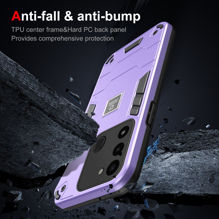 For Tecno Spark Go 2022 2 in 1 Shockproof Phone Case(Purple)