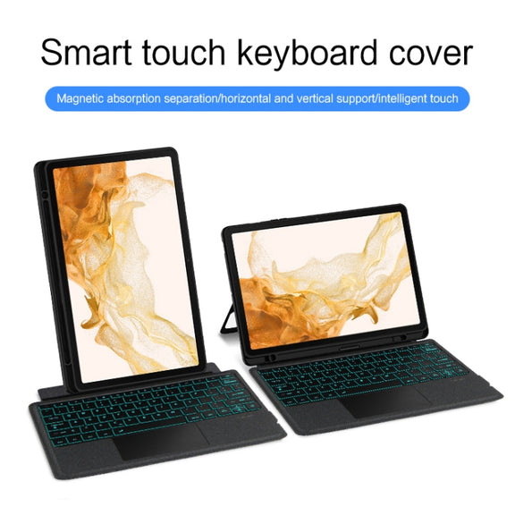 For Samsung Galaxy Tab S7+ / S7 FE / S8+ YJ-S8+ Split Bluetooth Keyboard Leather Tablet Case