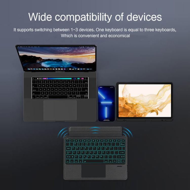 For Samsung Galaxy Tab S7+ / S7 FE / S8+ YJ-S8+ Split Bluetooth Keyboard Leather Tablet Case