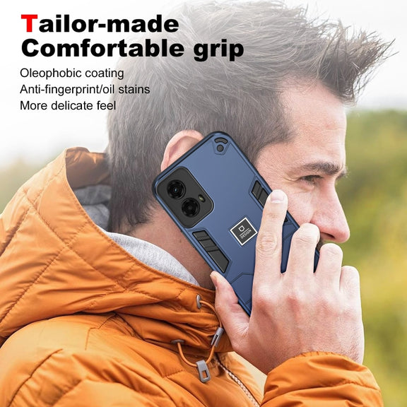 For Motorola Moto G 2024 5G Shockproof TPU Hybrid PC Phone Case(Blue)