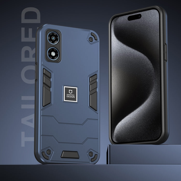 For Motorola Moto G Play 2024 Shockproof TPU Hybrid PC Phone Case(Blue)