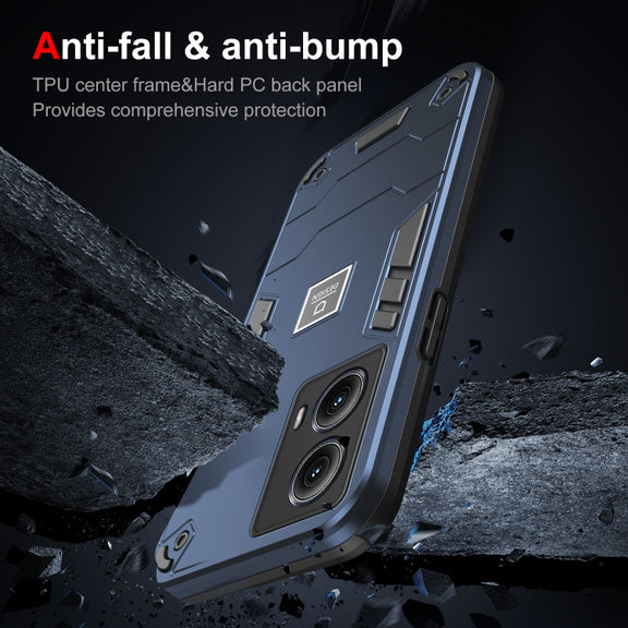 For Motorola Edge 5G 2024 Shockproof TPU Hybrid PC Phone Case(Blue)