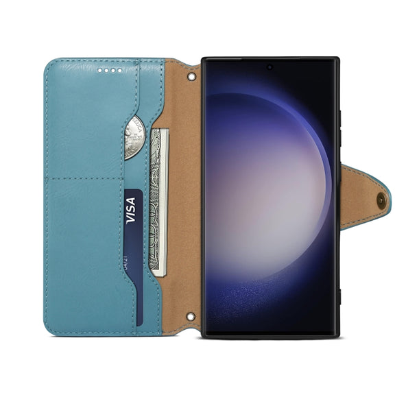 For Samsung Galaxy S24 Ultra 5G Denior Cowhide Texture Wallet Style Leather Phone Case(Blue)
