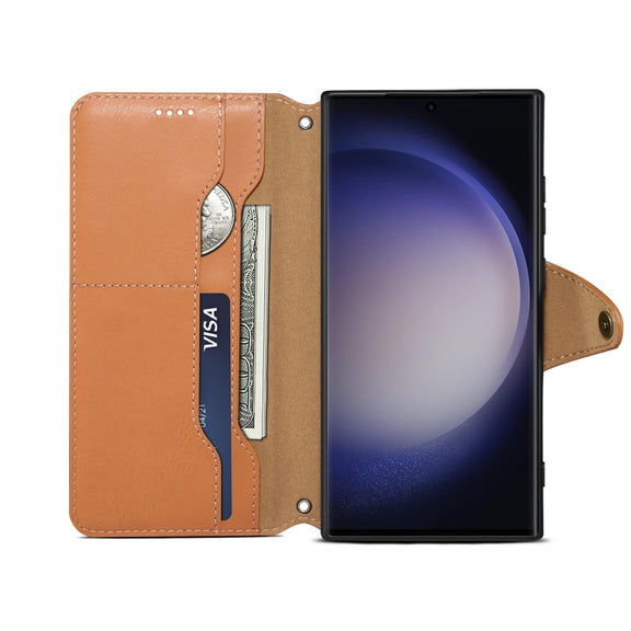 For Samsung Galaxy S24 Ultra 5G Denior Cowhide Texture Wallet Style Leather Phone Case(Khaki)