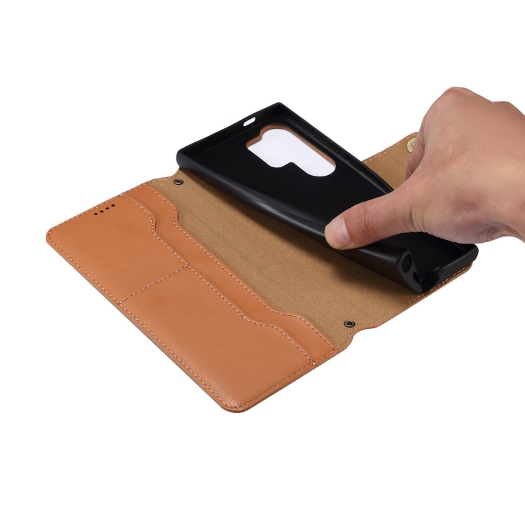 For Samsung Galaxy S24 Ultra 5G Denior Cowhide Texture Wallet Style Leather Phone Case(Khaki)