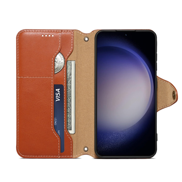 For Samsung Galaxy S24 5G Denior Cowhide Texture Wallet Style Leather Phone Case(Brown)
