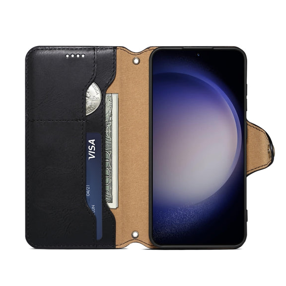 For Samsung Galaxy S24+ 5G Denior Cowhide Texture Wallet Style Leather Phone Case(Black)