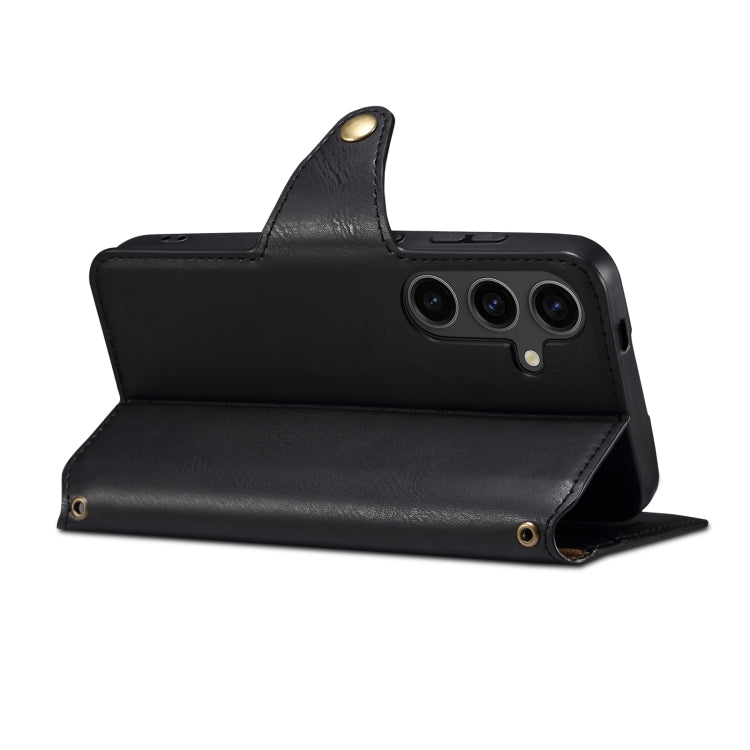 For Samsung Galaxy S24+ 5G Denior Cowhide Texture Wallet Style Leather Phone Case(Black)