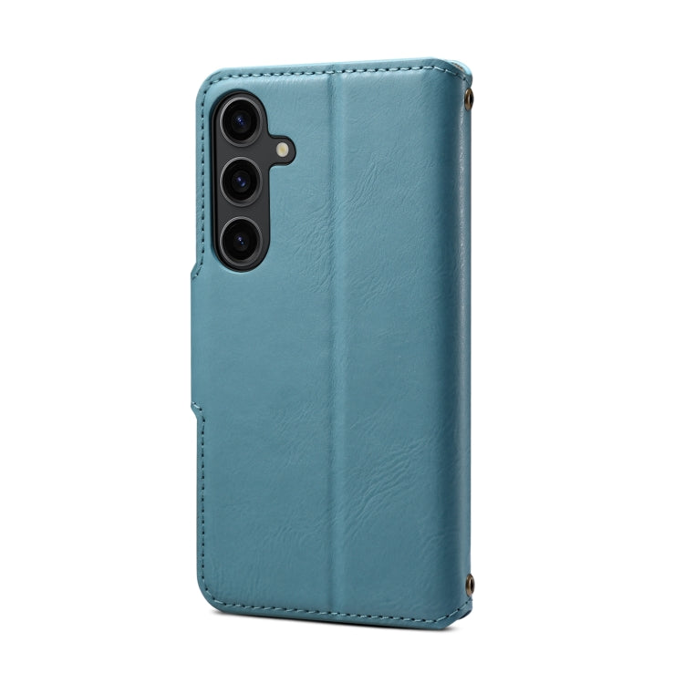 For Samsung Galaxy S24+ 5G Denior Cowhide Texture Wallet Style Leather Phone Case(Blue)