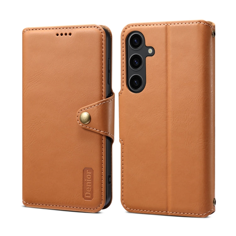 For Samsung Galaxy S24+ 5G Denior Cowhide Texture Wallet Style Leather Phone Case(Khaki)