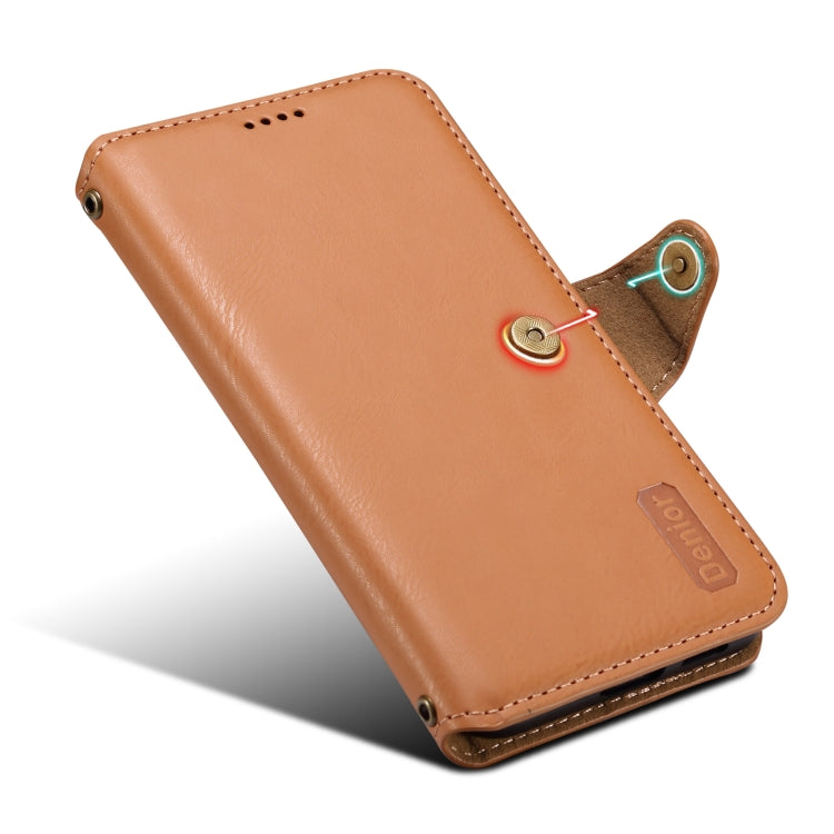 For Samsung Galaxy S24+ 5G Denior Cowhide Texture Wallet Style Leather Phone Case(Khaki)
