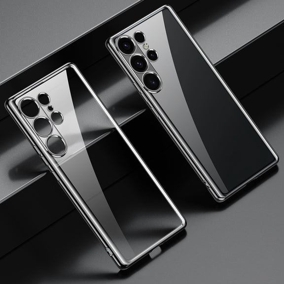 For Samsung Galaxy S25 Ultra 5G SULADA Electroplating TPU Transparent Phone Case(Black)