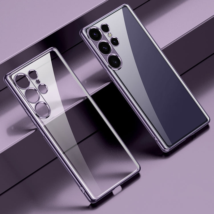 For Samsung Galaxy S25 Ultra 5G SULADA Electroplating TPU Transparent Phone Case(Purple)