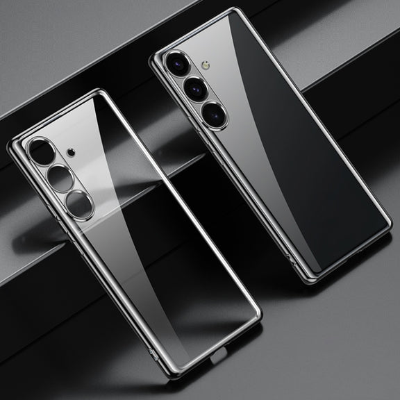 For Samsung Galaxy S25+ 5G SULADA Electroplating TPU Transparent Phone Case(Black)