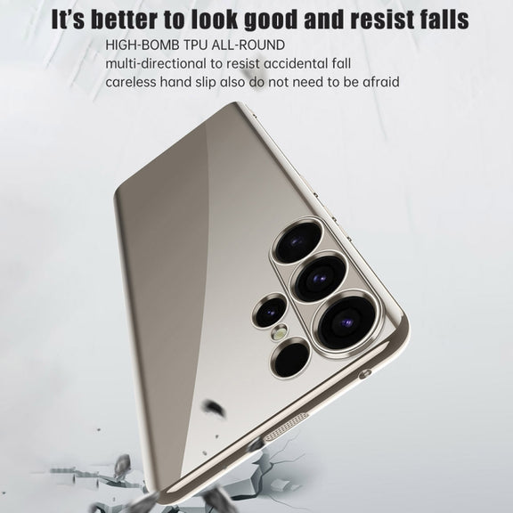 For Samsung Galaxy S24 5G SULADA Electroplating TPU Transparent Phone Case(Grey)