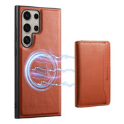 For Samsung Galaxy S23 Ultra 5G Denior Cowhide Texture Leather MagSafe Detachable Wallet Phone Case(Brown)