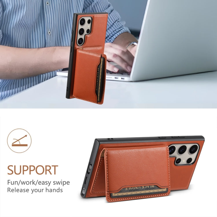 For Samsung Galaxy S23 Ultra 5G Denior Cowhide Texture Leather MagSafe Detachable Wallet Phone Case(Brown)