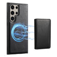 For Samsung Galaxy S24 Ultra 5G Denior Cowhide Texture Leather MagSafe Detachable Wallet Phone Case(Black) - Galaxy S24 Ultra 5G Cases by Denior | Online Shopping South Africa | PMC TechLife | Buy Now Pay Later Mobicred