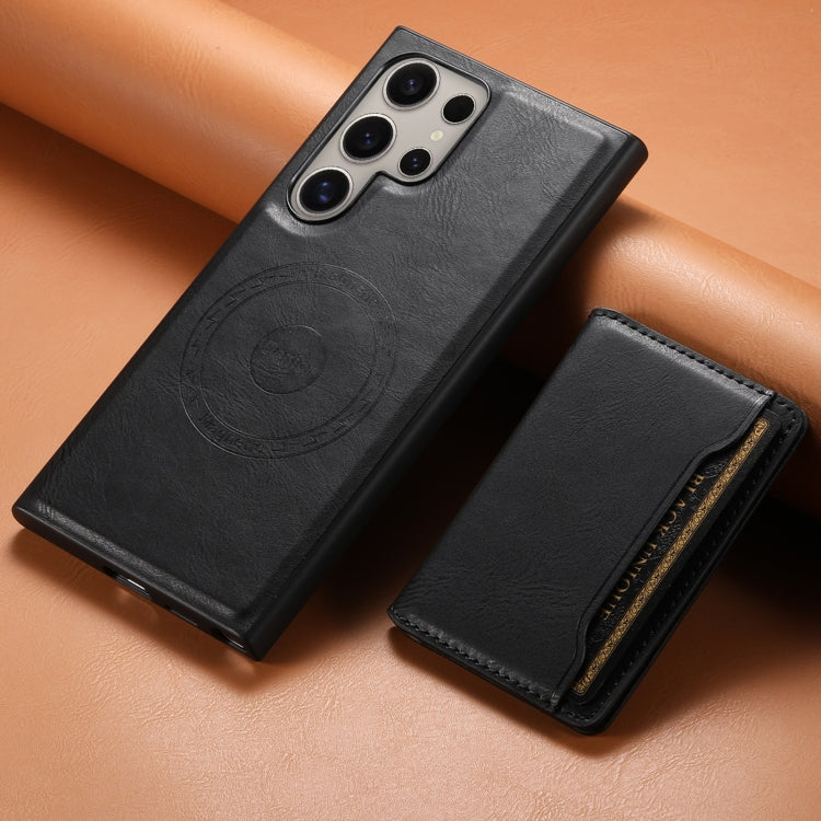 For Samsung Galaxy S24 Ultra 5G Denior Cowhide Texture Leather MagSafe Detachable Wallet Phone Case(Black)