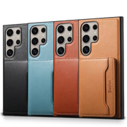 For Samsung Galaxy S24 Ultra 5G Denior Cowhide Texture Leather MagSafe Detachable Wallet Phone Case(Khaki)
