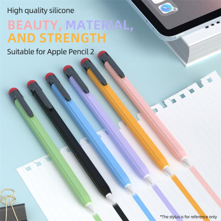 For Apple Pencil 2 Pen Clip Ultra Thin Series Stylus Pen Protective Case(Matcha Green)
