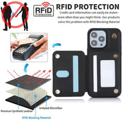 For iPhone 15 Plus YM006 Skin Feel Zipper Card Bag Phone Case with Dual Lanyard(Black)