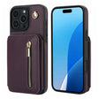 For iPhone 16 Pro Max YM006 Skin Feel Zipper Card Bag Phone Case with Dual Lanyard(Dark Purple) - iPhone 16 Pro Max Cases by PMC TechLife | Online Shopping South Africa | PMC TechLife | Buy Now Pay Later Mobicred