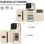 For iPhone 16 Pro Max YM006 Skin Feel Zipper Card Bag Phone Case with Dual Lanyard(Apricot)