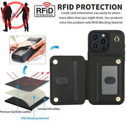 For iPhone 16 Pro Max YM006 Skin Feel Zipper Card Bag Phone Case with Dual Lanyard(Black)