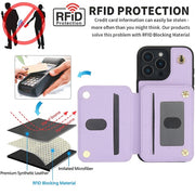 For iPhone 16 Pro YM006 Skin Feel Zipper Card Bag Phone Case with Dual Lanyard(Light Purple)