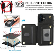 For iPhone 16 Plus YM006 Skin Feel Zipper Card Bag Phone Case with Dual Lanyard(Black)