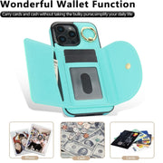 For iPhone 16 Pro Max YM007 Ring Holder Card Bag Skin Feel Phone Case(Green)