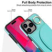 For iPhone 16 Pro Max YM007 Ring Holder Card Bag Skin Feel Phone Case(Green)