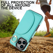 For iPhone 16 Pro Max YM007 Ring Holder Card Bag Skin Feel Phone Case(Green)