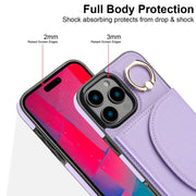 For iPhone 16 Pro YM007 Ring Holder Card Bag Skin Feel Phone Case(Purple)