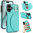 For iPhone 16 Plus YM007 Ring Holder Card Bag Skin Feel Phone Case(Green) - free shipping - PMC TechLife - Order now!