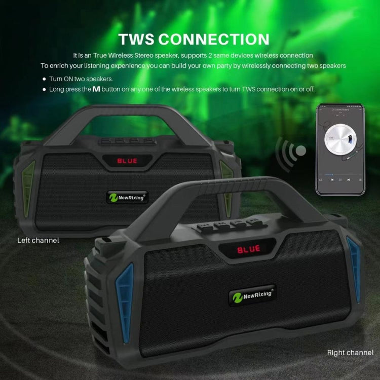 NewRixing NR6011 20W Portable Wireless Bluetooth Speaker TWS Subwoofer(Red)