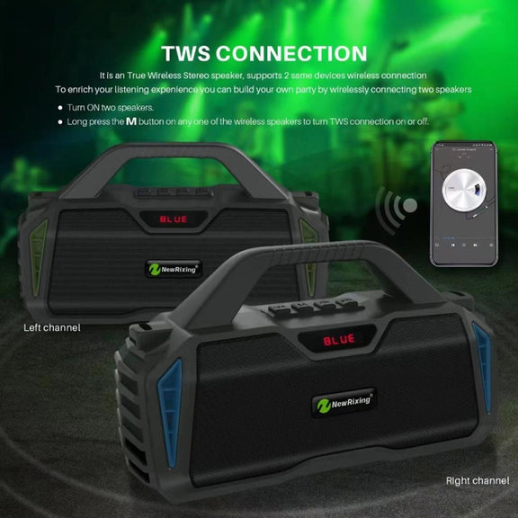 NewRixing NR6011 20W Portable Wireless Bluetooth Speaker TWS Subwoofer(Red)
