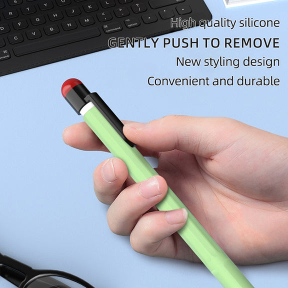For Apple Pencil 2 Pen Clip Silicone Stylus Pen Protective Case(Matcha Green)